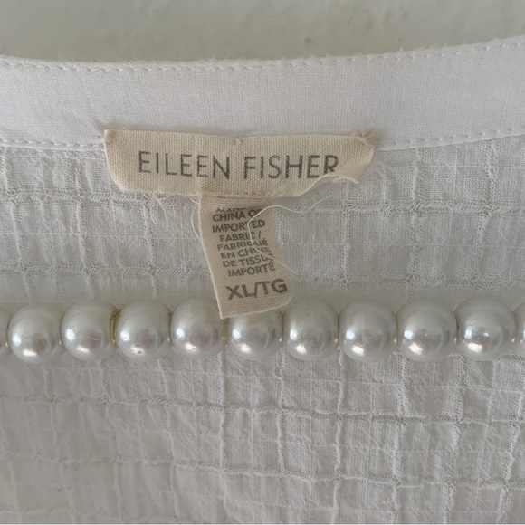 Eileen Fisher 3/4-Sleeve Stretch-Cotton Voile Box Tunic Top - Picture 7 of 8
